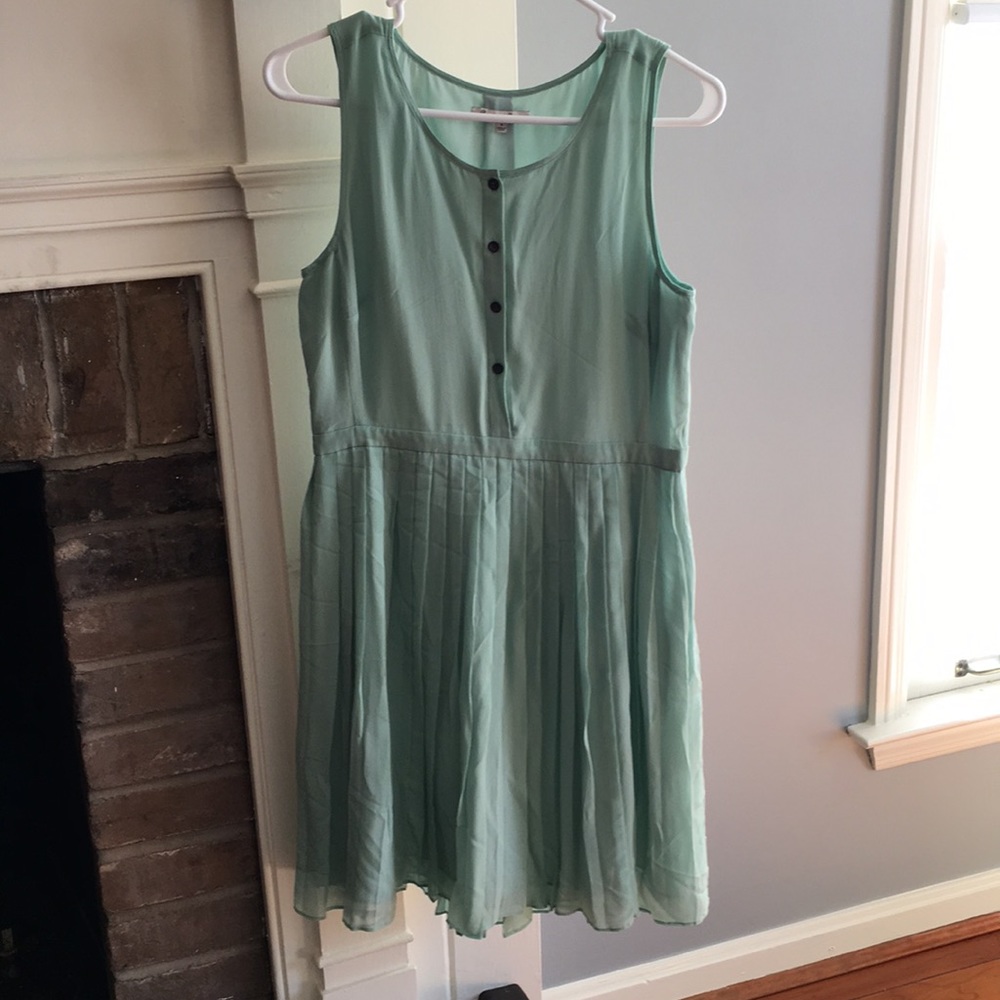 Madewell pleated green dress size 6